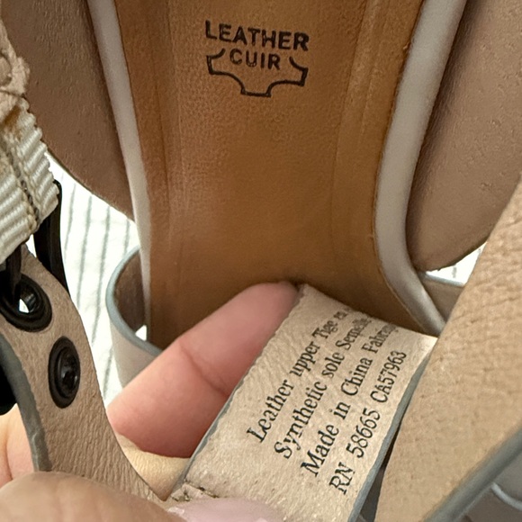 Women's Biala Wedge Gray Tan Leather Sandals Size 39 Excellent - Picture 5 of 6